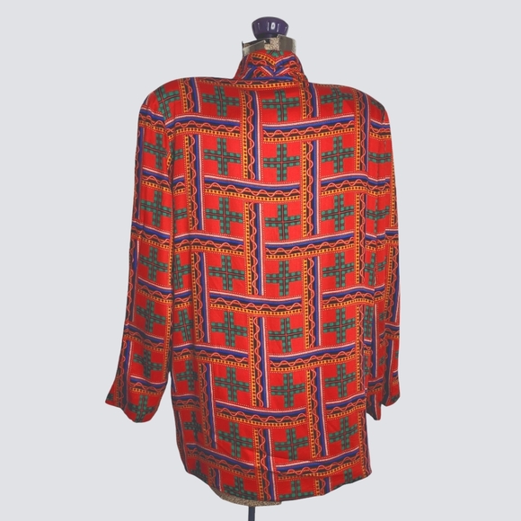 Vintage 80's Simon Chang red and green blazer in size 16 - Picture 5 of 13